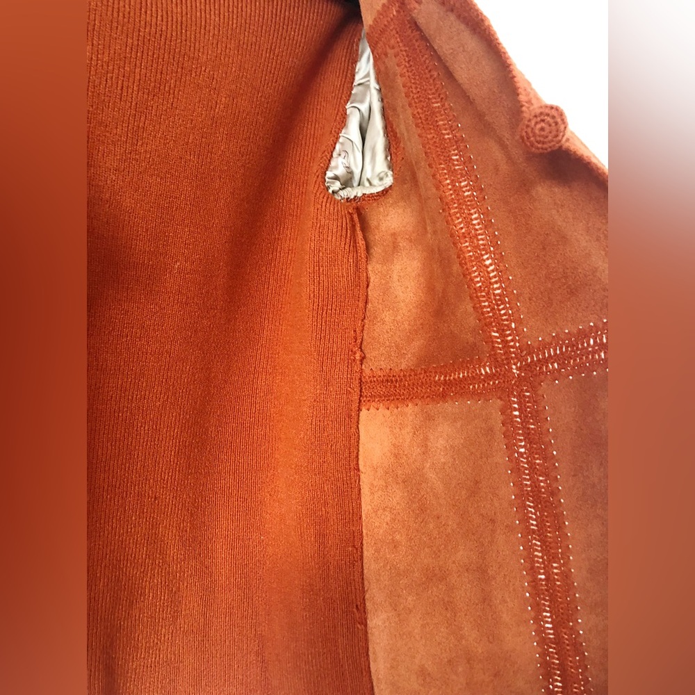 Rare 70s Vintage Boho Plus size Suede Crochet Fur Jacket - Picture 15 of 17